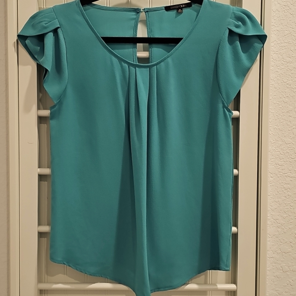 Papermoon Blue Puff Sleeve Blouse, M